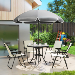 Outsunny 4 Seater Garden Dining Set with Parasol Cream - Wilko - thumbnail 4