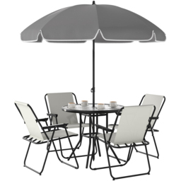 Outsunny 4 Seater Garden Dining Set with Parasol Cream - Wilko - thumbnail 3