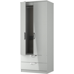 Crowndale Camden 2 Door 2 Drawer Grey Gloss and Dusk Grey Wardrobe Ready Assembled - Grey Gloss & Dusk Grey - Wilko - thumbnail 7