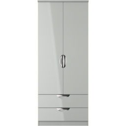 Crowndale Camden 2 Door 2 Drawer Grey Gloss and Dusk Grey Wardrobe Ready Assembled - Grey Gloss & Dusk Grey - Wilko - thumbnail 3