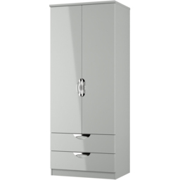 Crowndale Camden 2 Door 2 Drawer Grey Gloss and Dusk Grey Wardrobe Ready Assembled - Grey Gloss & Dusk Grey - Wilko - thumbnail 5