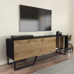 Decorotika Linossa 3 Shelf Black and Oud Marble TV Unit - Size: 50.5 x 150 x 35cm - Multi - Wilko - thumbnail 4