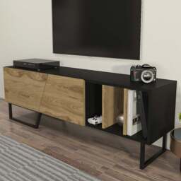Decorotika Linossa 3 Shelf Black and Oud Marble TV Unit - Size: 50.5 x 150 x 35cm - Multi - Wilko