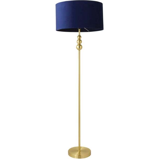 ValueLights Marissa Reni Navy Blue Velvet Shade and Gold Ball LED Floor Lamp - Size: 145 x 45 x 45cm - Wilko - image 1