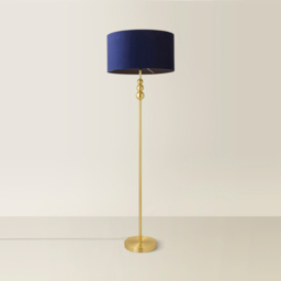 ValueLights Marissa Reni Navy Blue Velvet Shade and Gold Ball LED Floor Lamp - Size: 145 x 45 x 45cm - Wilko - thumbnail 6