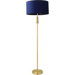 ValueLights Marissa Reni Navy Blue Velvet Shade and Gold Ball LED Floor Lamp - Size: 145 x 45 x 45cm - Wilko