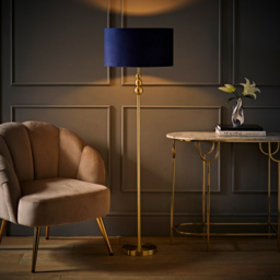 ValueLights Marissa Reni Navy Blue Velvet Shade and Gold Ball LED Floor Lamp - Size: 145 x 45 x 45cm - Wilko - thumbnail 7