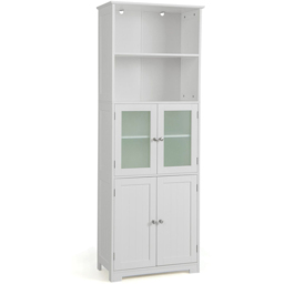 Costway 2 Shelf 4 Door White Storage Display Cabinet - Size: 60 x 30 x 163cm - Wilko - thumbnail 3