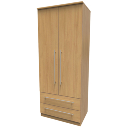 Crowndale Sherwood 2 Door 2 Drawer Oak Double Wardrobe - Size: 2 Door, 2 Drawer - Brown - Wilko - thumbnail 5