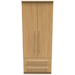 Crowndale Sherwood 2 Door 2 Drawer Oak Double Wardrobe - Size: 2 Door, 2 Drawer - Brown - Wilko - thumbnail 3