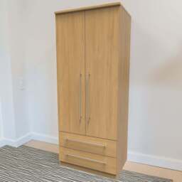 Crowndale Sherwood 2 Door 2 Drawer Oak Double Wardrobe - Size: 2 Door, 2 Drawer - Brown - Wilko - thumbnail 1