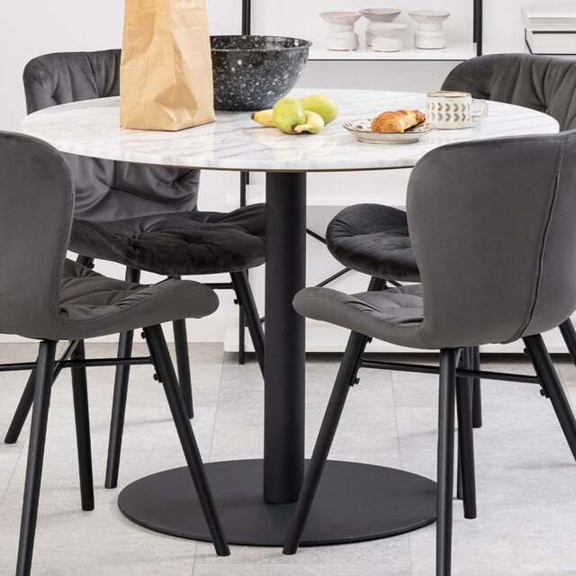 Florence Corby Marble Round 4 Seater Dining Table White and Black - Furniture To Go - Wilko - image 1