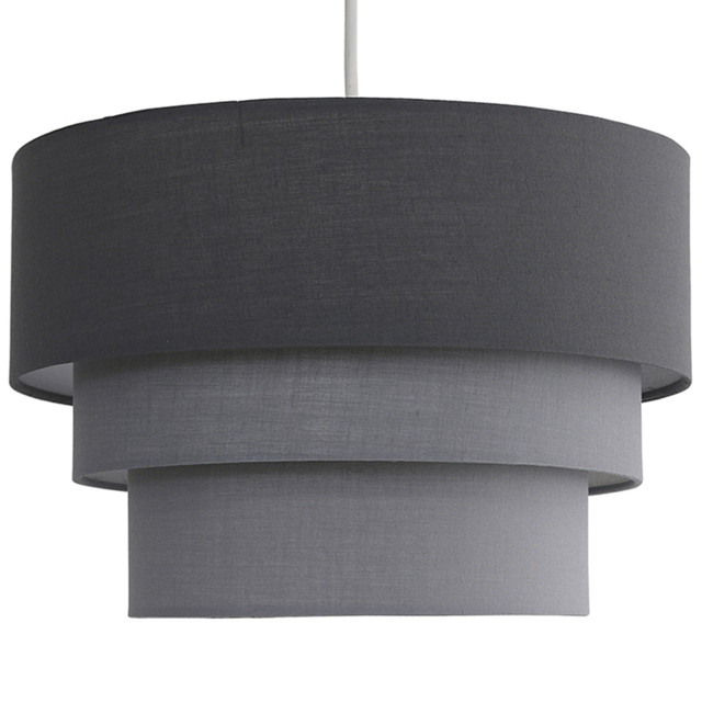 ValueLights Aztec 3-Tier 3 Tone Grey Fabric Ceiling Light Shade - Size: 30.5 x 20 x 30.5cm - Wilko - image 1