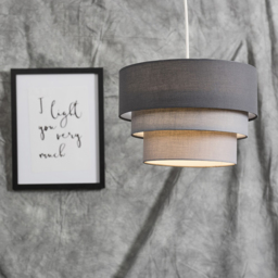 ValueLights Aztec 3-Tier 3 Tone Grey Fabric Ceiling Light Shade - Size: 30.5 x 20 x 30.5cm - Wilko - thumbnail 3