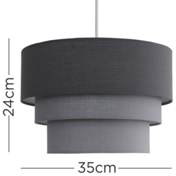 ValueLights Aztec 3-Tier 3 Tone Grey Fabric Ceiling Light Shade - Size: 30.5 x 20 x 30.5cm - Wilko - thumbnail 7