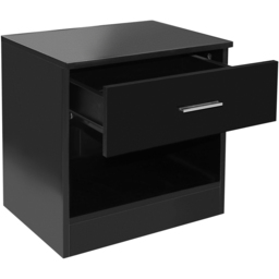 Brooklyn Single Drawer Black High Gloss Bedside Table - Wilko - thumbnail 5
