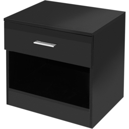 Brooklyn Single Drawer Black High Gloss Bedside Table - Wilko - thumbnail 4