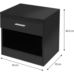 Brooklyn Single Drawer Black High Gloss Bedside Table - Wilko - thumbnail 7