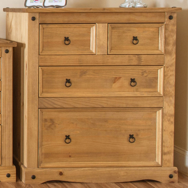 Corona 4 Drawer Antique Wax Chest of Drawers - Brown - Wilko - image 1