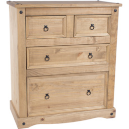 Corona 4 Drawer Antique Wax Chest of Drawers - Brown - Wilko - thumbnail 4