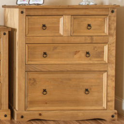 Corona 4 Drawer Antique Wax Chest of Drawers - Brown - Wilko - thumbnail 1
