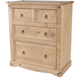 Corona 4 Drawer Antique Wax Chest of Drawers - Brown - Wilko - thumbnail 3