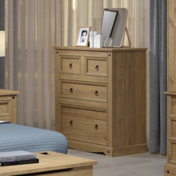 Corona 4 Drawer Antique Wax Chest of Drawers - Brown - Wilko - thumbnail 7