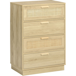 Portland 4 Drawer Natural Boho Chest of Drawers - Brown - Wilko - thumbnail 3