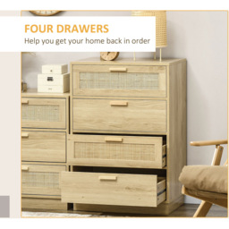 Portland 4 Drawer Natural Boho Chest of Drawers - Brown - Wilko - thumbnail 7