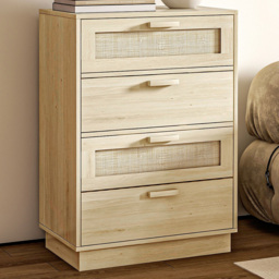 Portland 4 Drawer Natural Boho Chest of Drawers - Brown - Wilko
