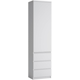 Florence Fribo Single Door 3 Drawer White Tall Narrow Wardrobe - Size: Single Door, 3 Drawer - Wilko - thumbnail 3