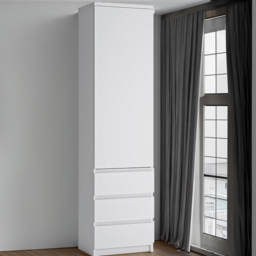 Florence Fribo Single Door 3 Drawer White Tall Narrow Wardrobe - Size: Single Door, 3 Drawer - Wilko - thumbnail 1