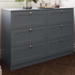 FWStyle Artus 6 Drawer Dark Grey Panelled Chest of Drawers - Wilko - thumbnail 1