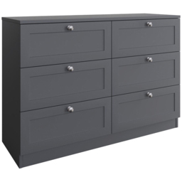 FWStyle Artus 6 Drawer Dark Grey Panelled Chest of Drawers - Wilko - thumbnail 3