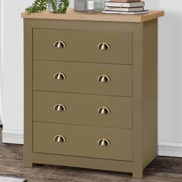 Birlea Highgate 4 Drawer Oak Storage Chest - Green - Wilko - image 1