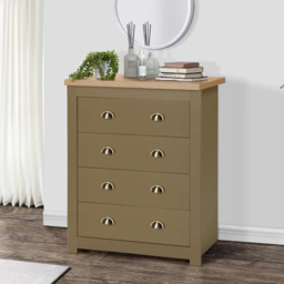Birlea Highgate 4 Drawer Oak Storage Chest - Green - Wilko - thumbnail 6
