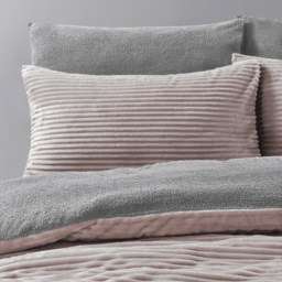 Velosso Single Blush Plush Cord Duvet Set - Pink - Wilko - thumbnail 3