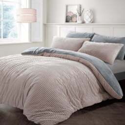 Velosso Single Blush Plush Cord Duvet Set - Pink - Wilko - thumbnail 1