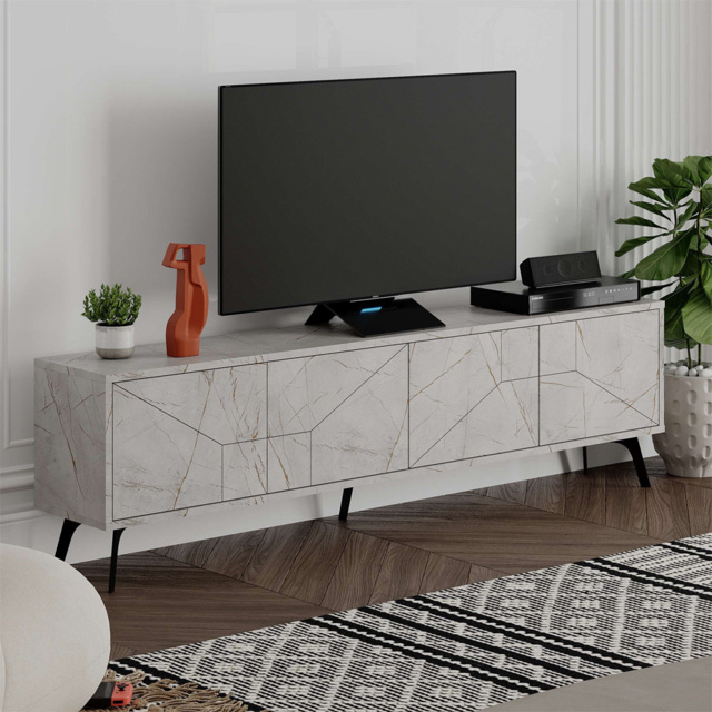 Decortie Dune 4 Door Gold Marble Effect TV Stand - Wilko - image 1