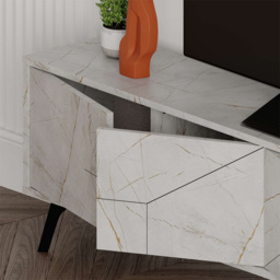 Decortie Dune 4 Door Gold Marble Effect TV Stand - Wilko - thumbnail 4