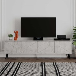 Decortie Dune 4 Door Gold Marble Effect TV Stand - Wilko - thumbnail 6