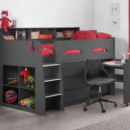 Julian Bowen Jupiter Anthracite Mid Sleeper with Storage - Size: Single - Grey - Wilko