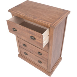 Cabinet Bits Tirolo 4 Drawer Light Brown Brass Cup Handle Chest of Drawers - Wilko - thumbnail 6