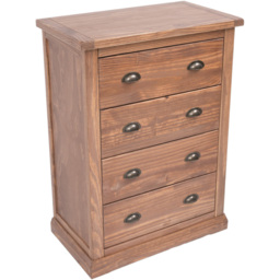 Cabinet Bits Tirolo 4 Drawer Light Brown Brass Cup Handle Chest of Drawers - Wilko - thumbnail 5