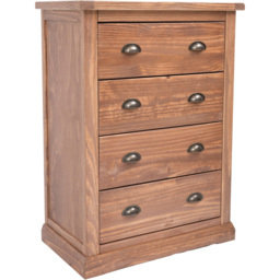 Cabinet Bits Tirolo 4 Drawer Light Brown Brass Cup Handle Chest of Drawers - Wilko - thumbnail 3