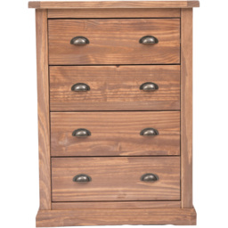 Cabinet Bits Tirolo 4 Drawer Light Brown Brass Cup Handle Chest of Drawers - Wilko - thumbnail 4