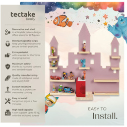 tectake 10 Shelf Pink Princess Palace Magnetic Floating Shelf - Size: 58 x 59 x 15.5cm - Wilko - thumbnail 7