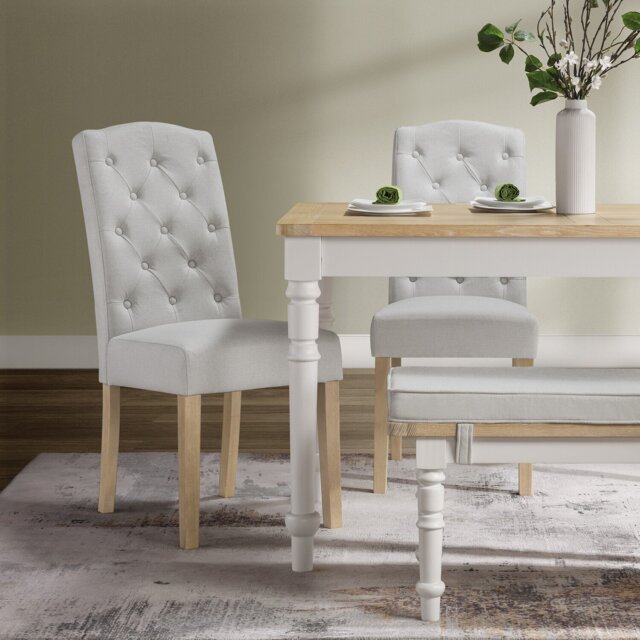 Pair of Avesbury Buttoned Dining Chairs Cream - Wilko - image 1