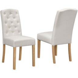 Pair of Avesbury Buttoned Dining Chairs Cream - Wilko - thumbnail 3