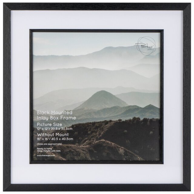 The Port Co Gallery Black Mounted Inlay Box Photo Frame 12 x 12 inch - The Port. Co Gallery - Wilko - image 1